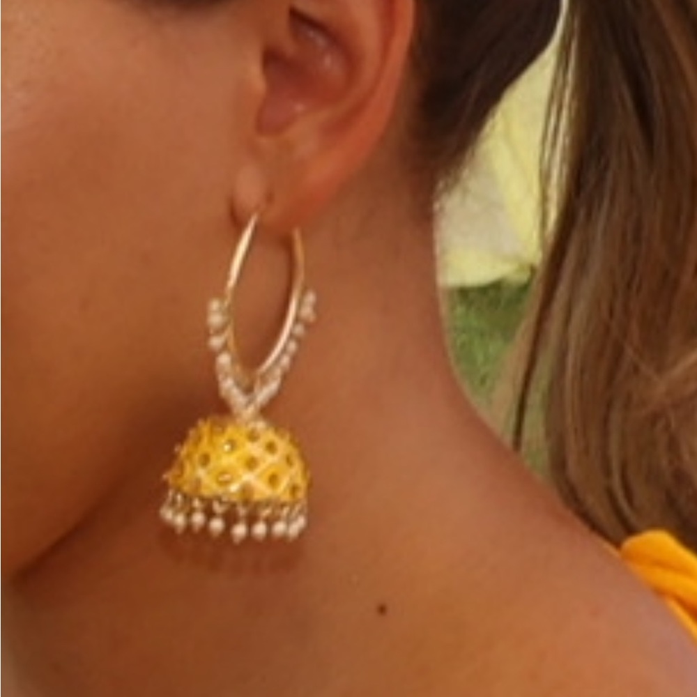 Yellow Indian style earrings worn once to Indian wedding